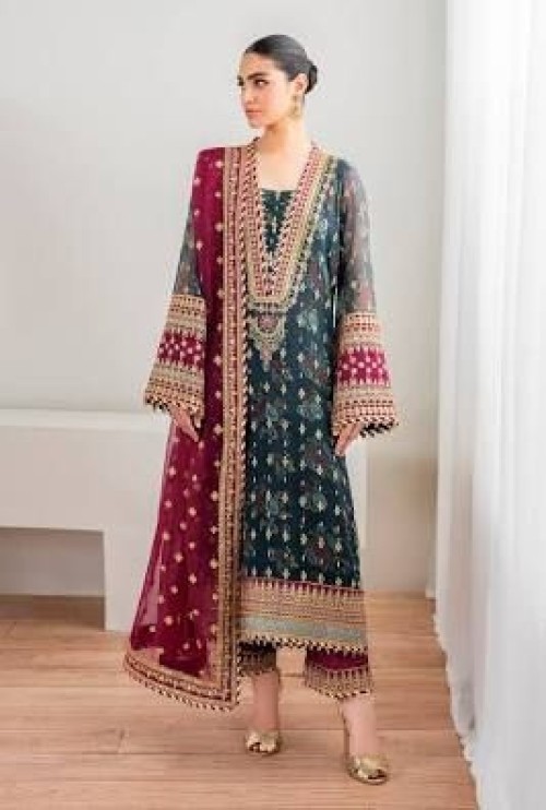 Roque Luxury Chiffon Embroidered Dress Piece Unstitched