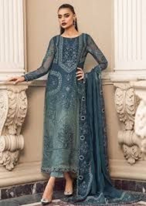 Couture Collection Luxury Chiffon Dress Embroidered 3piece Unstitched